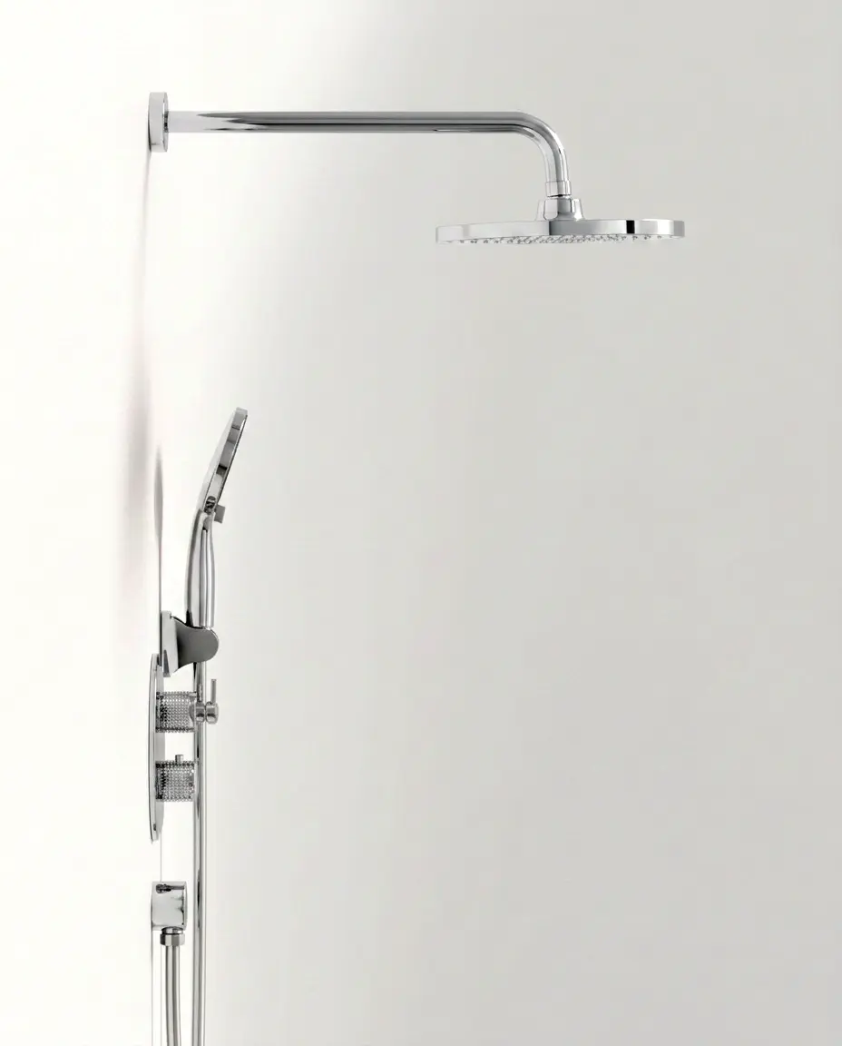 Composition mitigeur encastré de douche cannelé, chrome, César 1     
