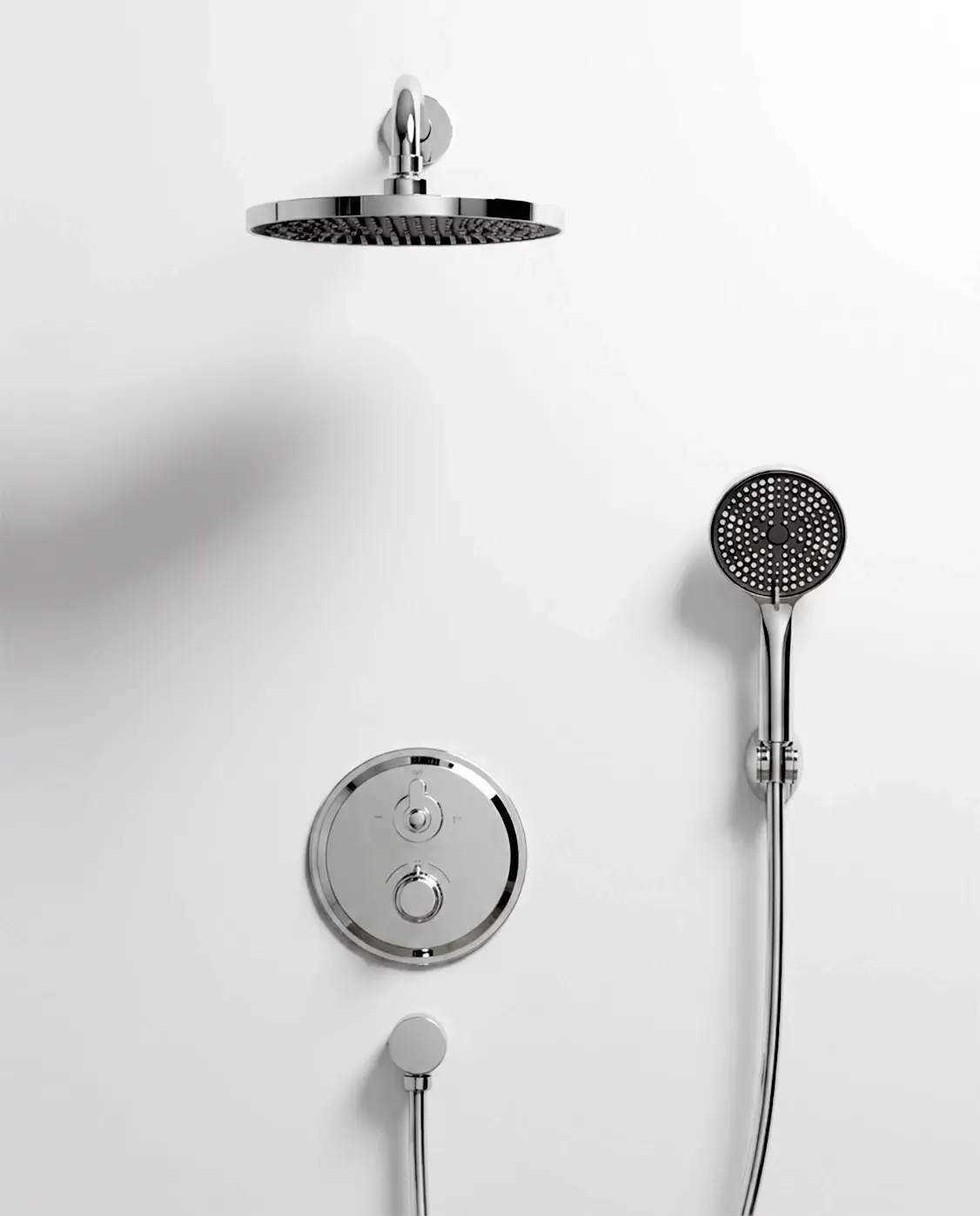 Composition mitigeur encastré de douche cannelé, chrome, César 1     