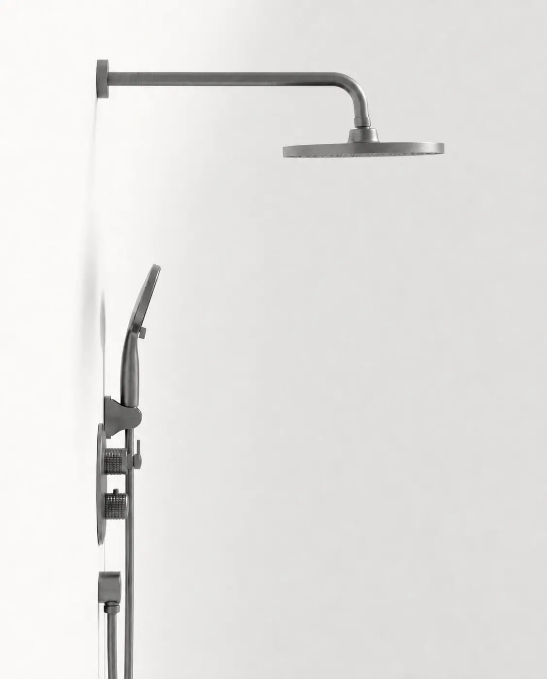Composition mitigeur encastré de douche cannelé, gun métal, César 1    