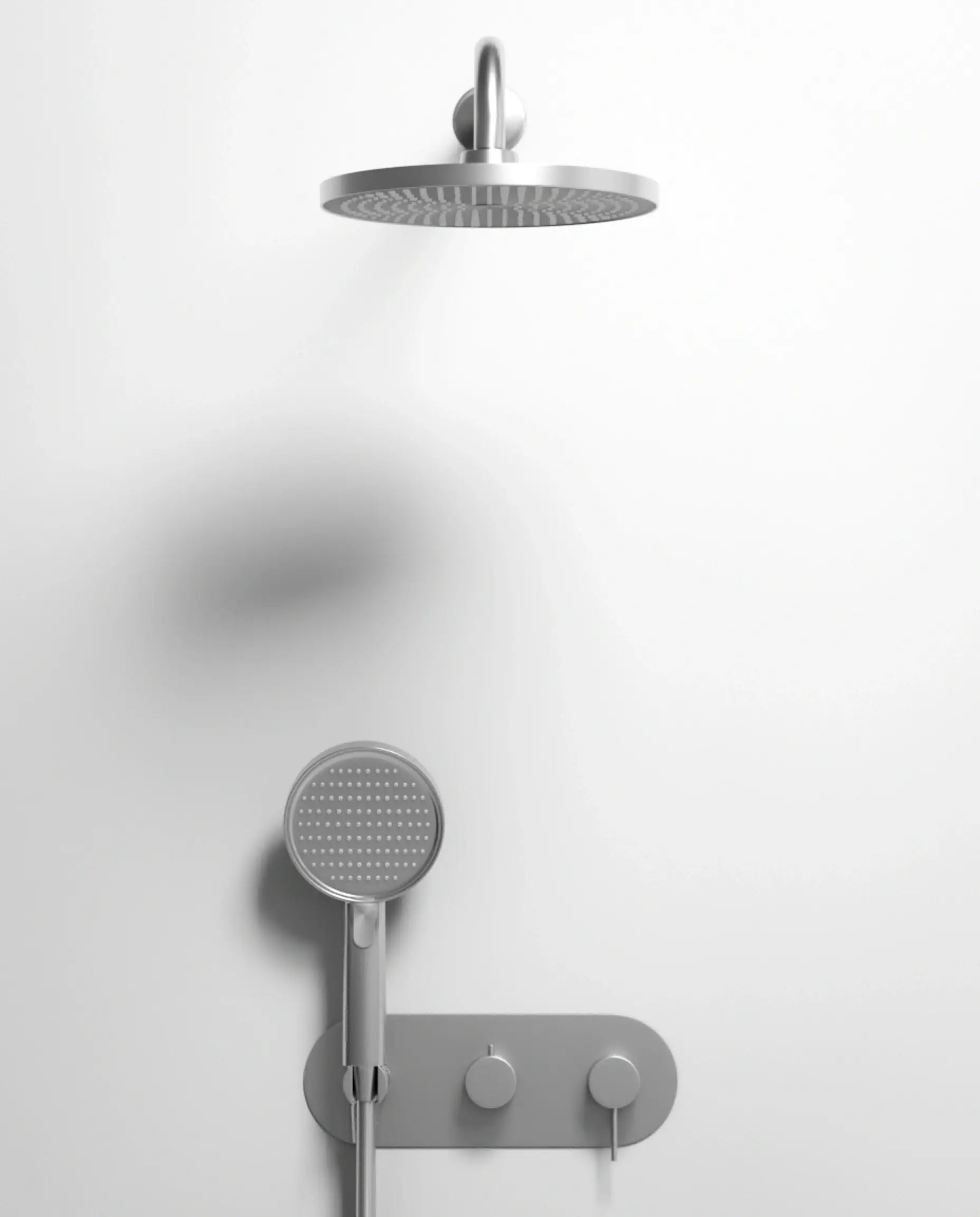 Composition mitigeur de douche encastrée avec plaque, Silver white, Madeleine  