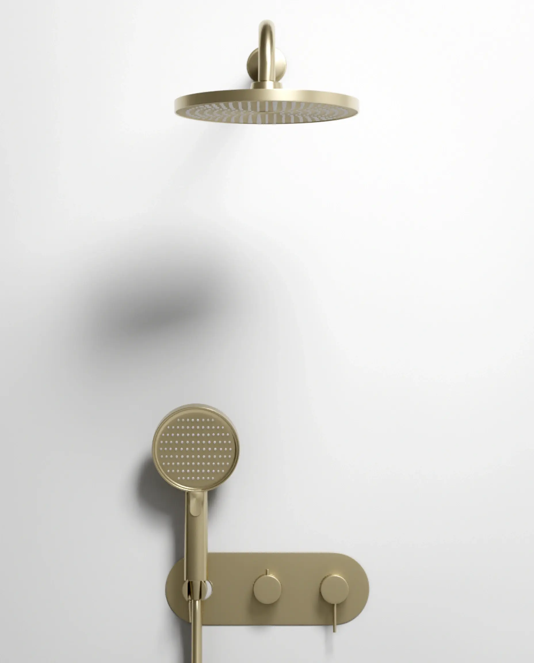 Composition mitigeur de douche encastrée avec plaque, Champagne, Madeleine 