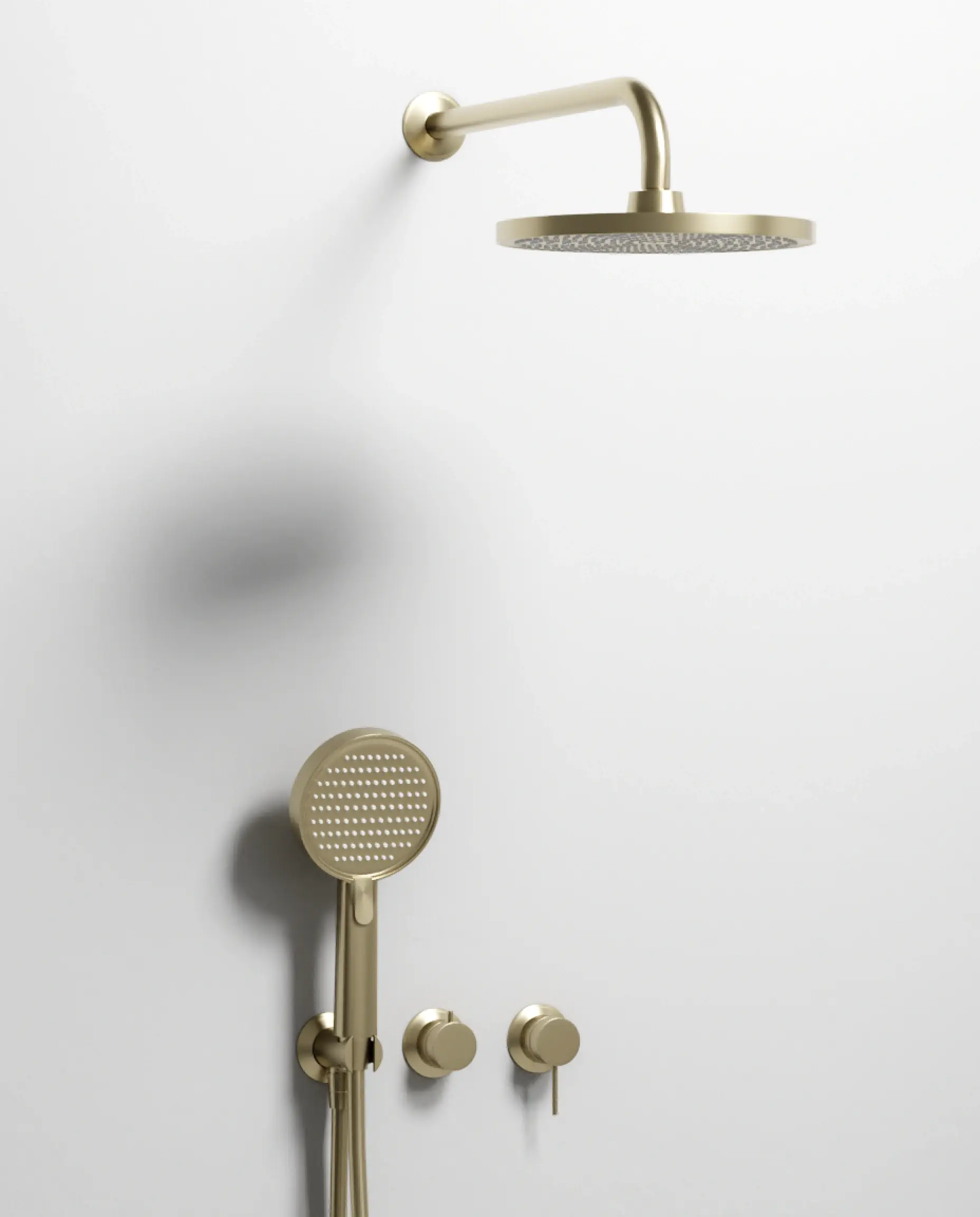 composition de douche encastree avec mitigeur pomme de tete douchette couleur champagne