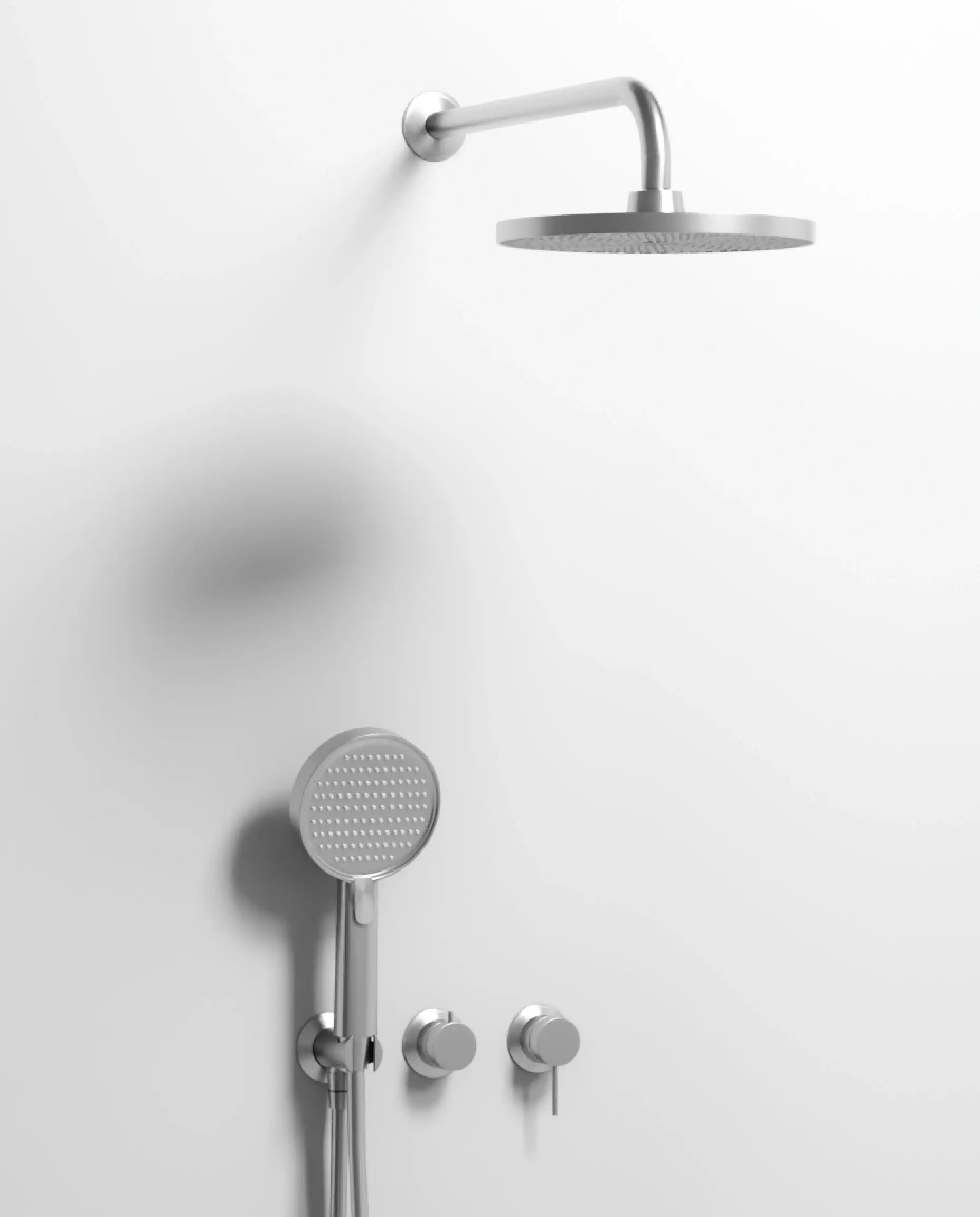 composition de douche encastree avec mitigeur pomme de tete douchette couleur silver white