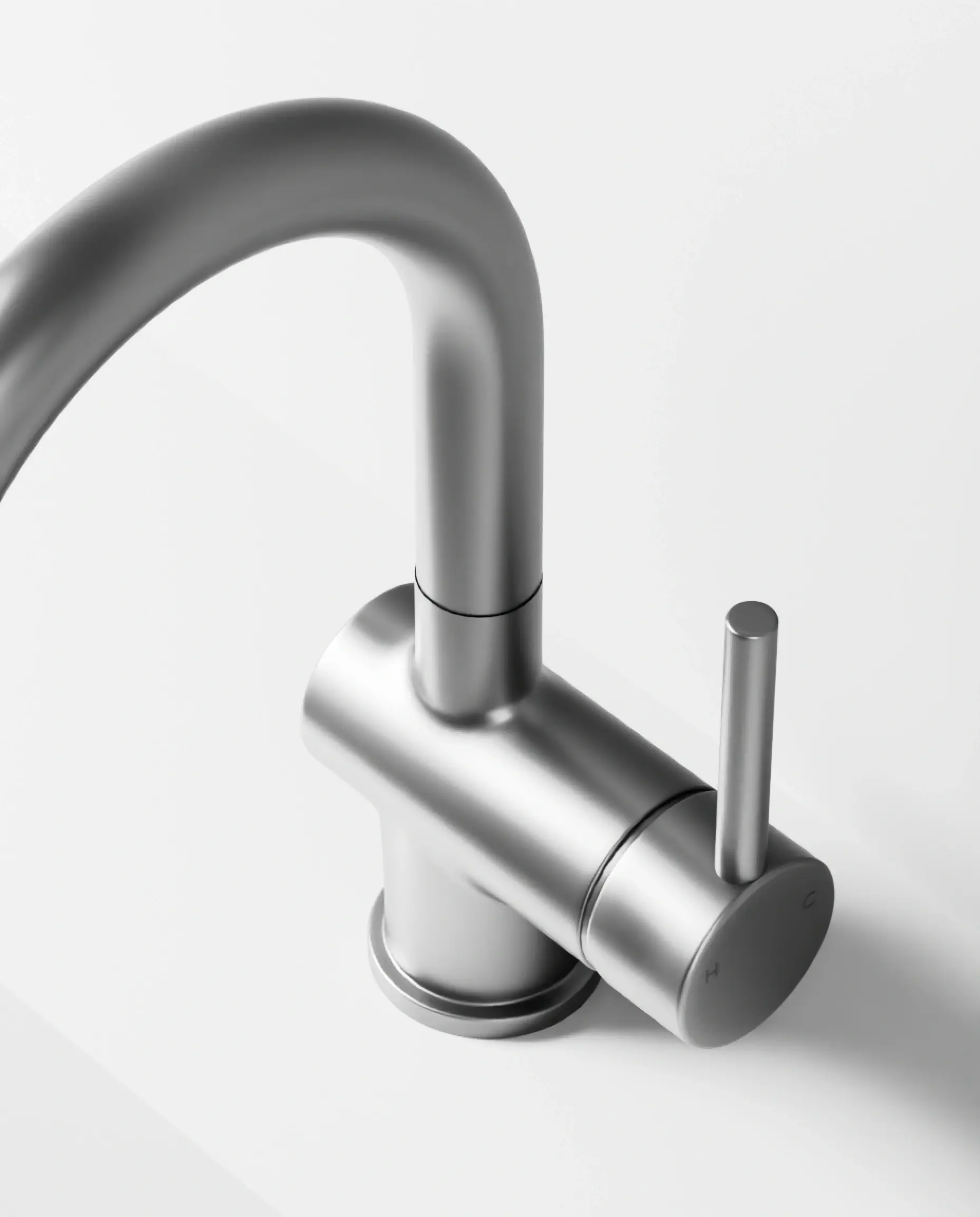 Robinet mitigeur lavabo col de cygne inox brossé, Châtelet