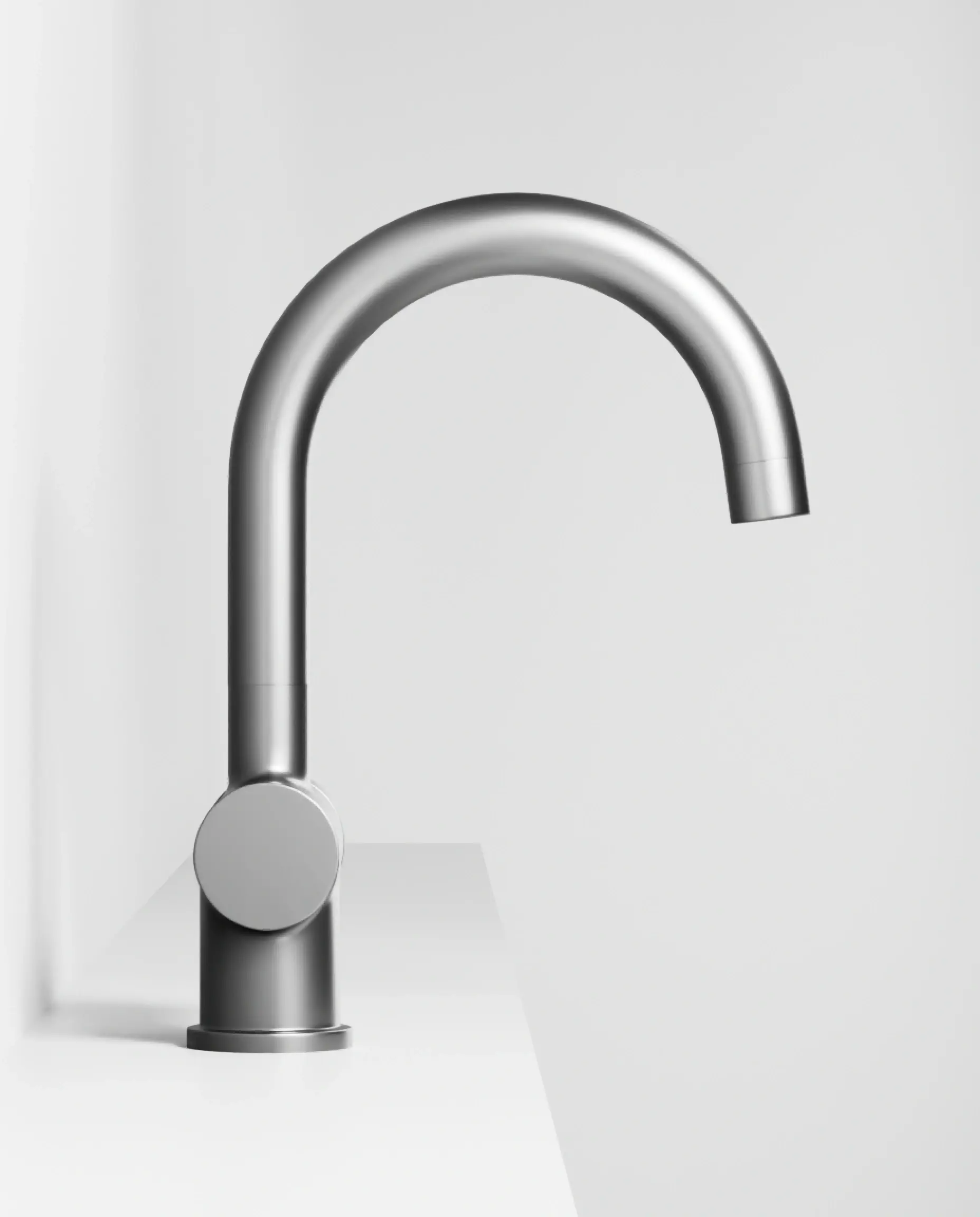 Robinet mitigeur lavabo col de cygne inox brossé, Châtelet