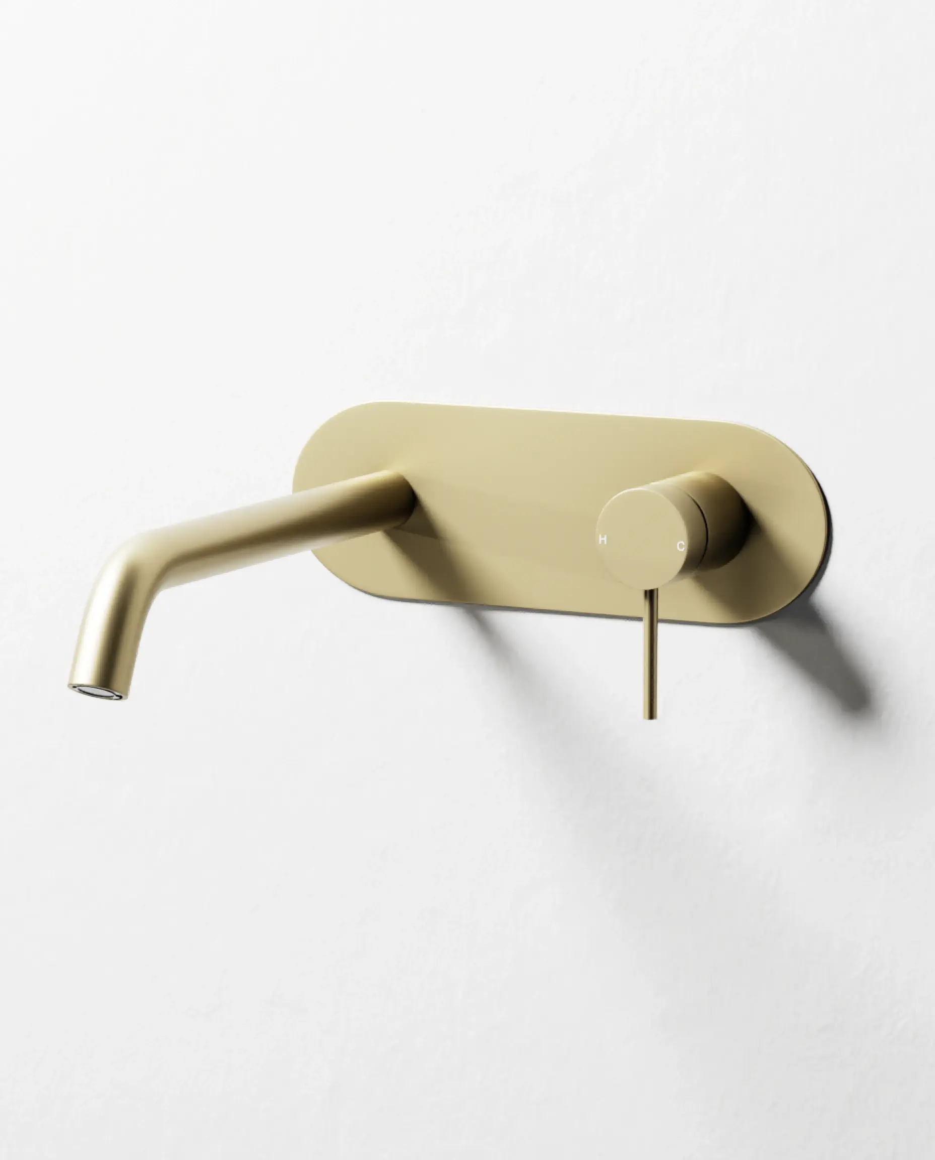 Mitigeur de lavabo encastré Madeleine sur plaque en finition PVD couleur champagne avec bec verseur