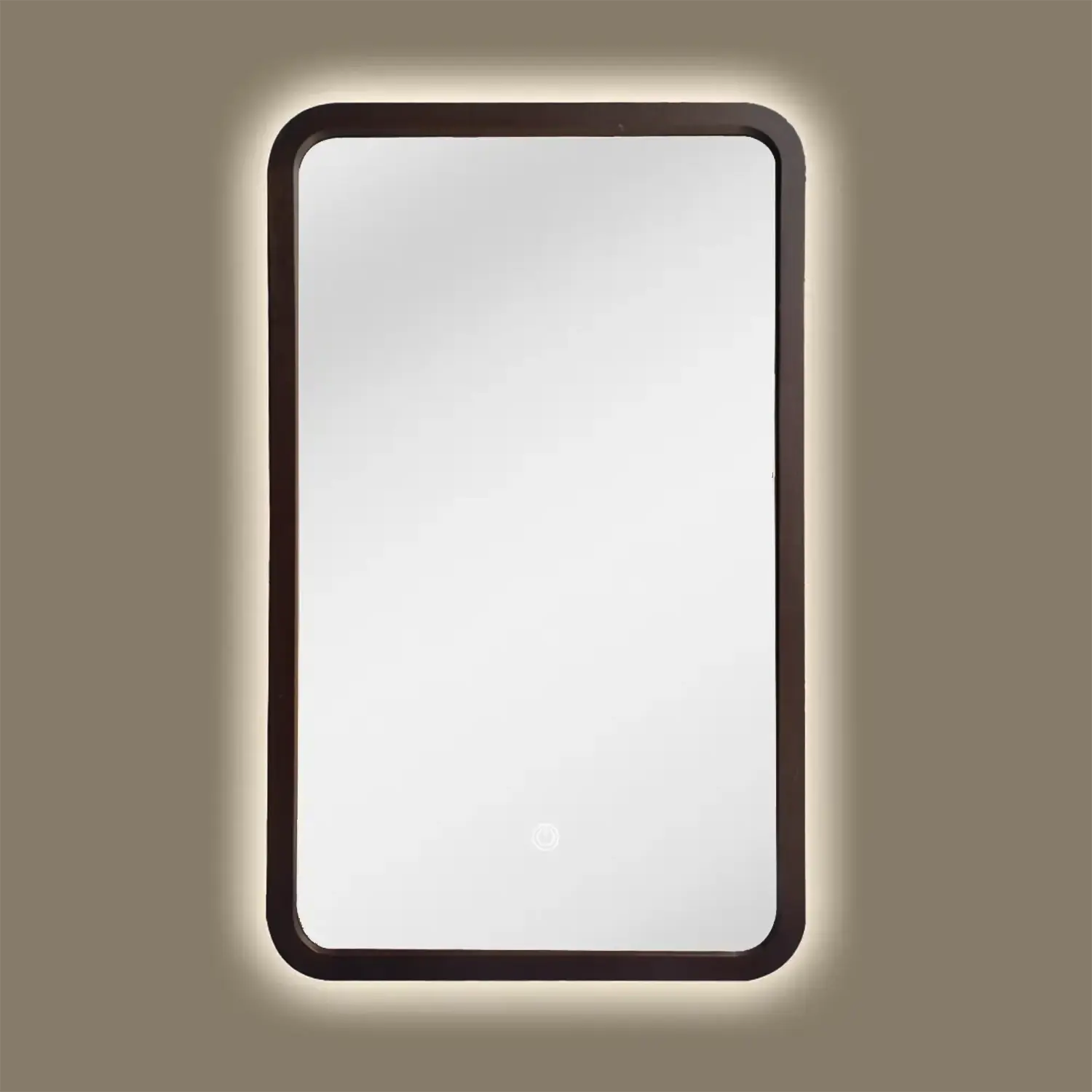 Miroir rétroéclairé et réversible 60x100 cm, cadre Noyer, Yuna 