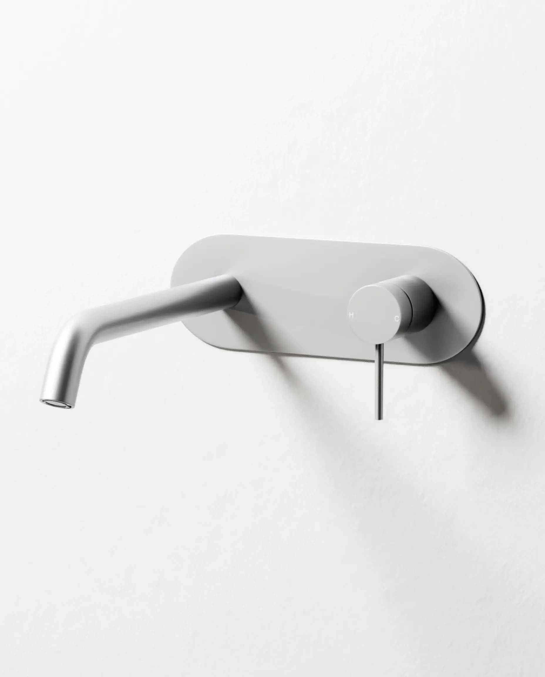 Mitigeur de lavabo encastré Madeleine finition PVD silver white avec plaque de finition et poignée de commande fine