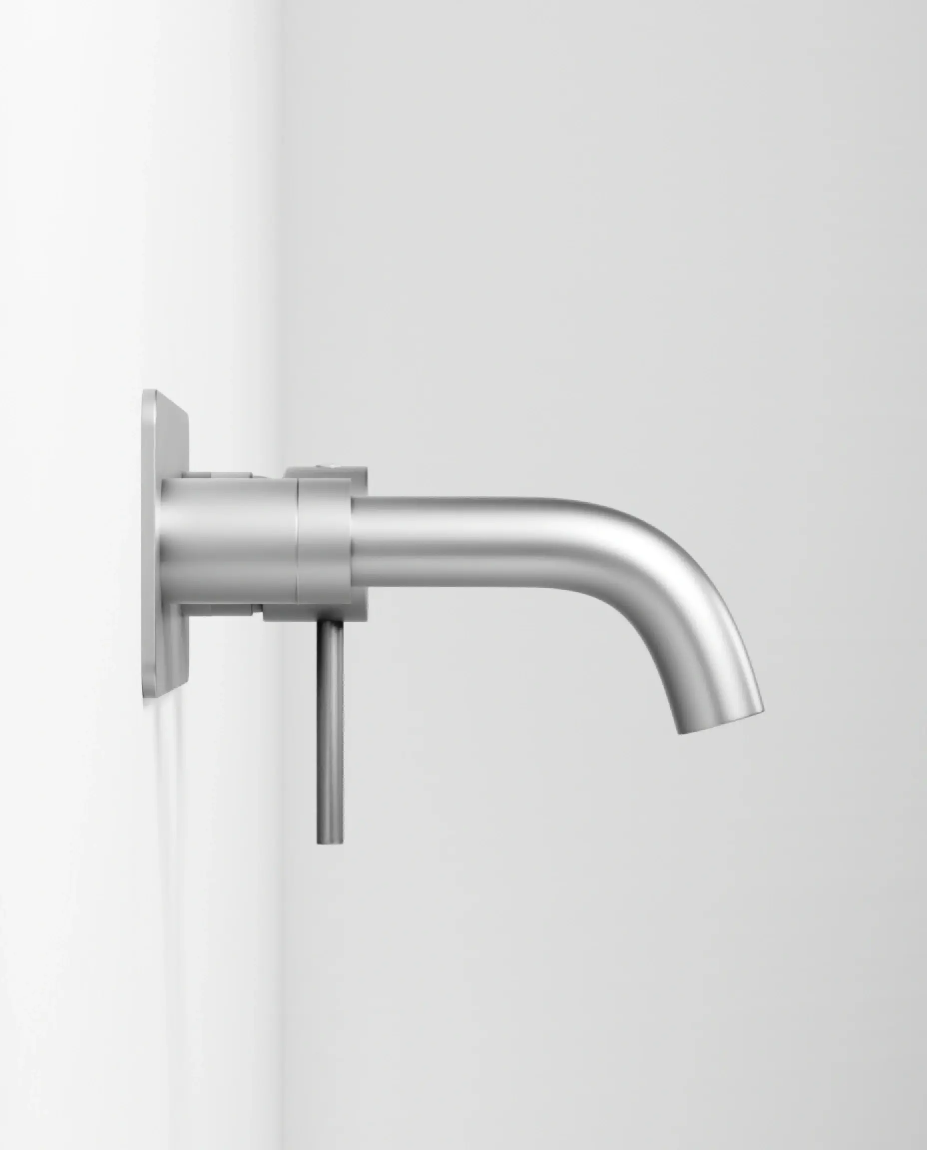 Mitigeur lavabo mural inox brossé, bec 15 cm, Châtelet III