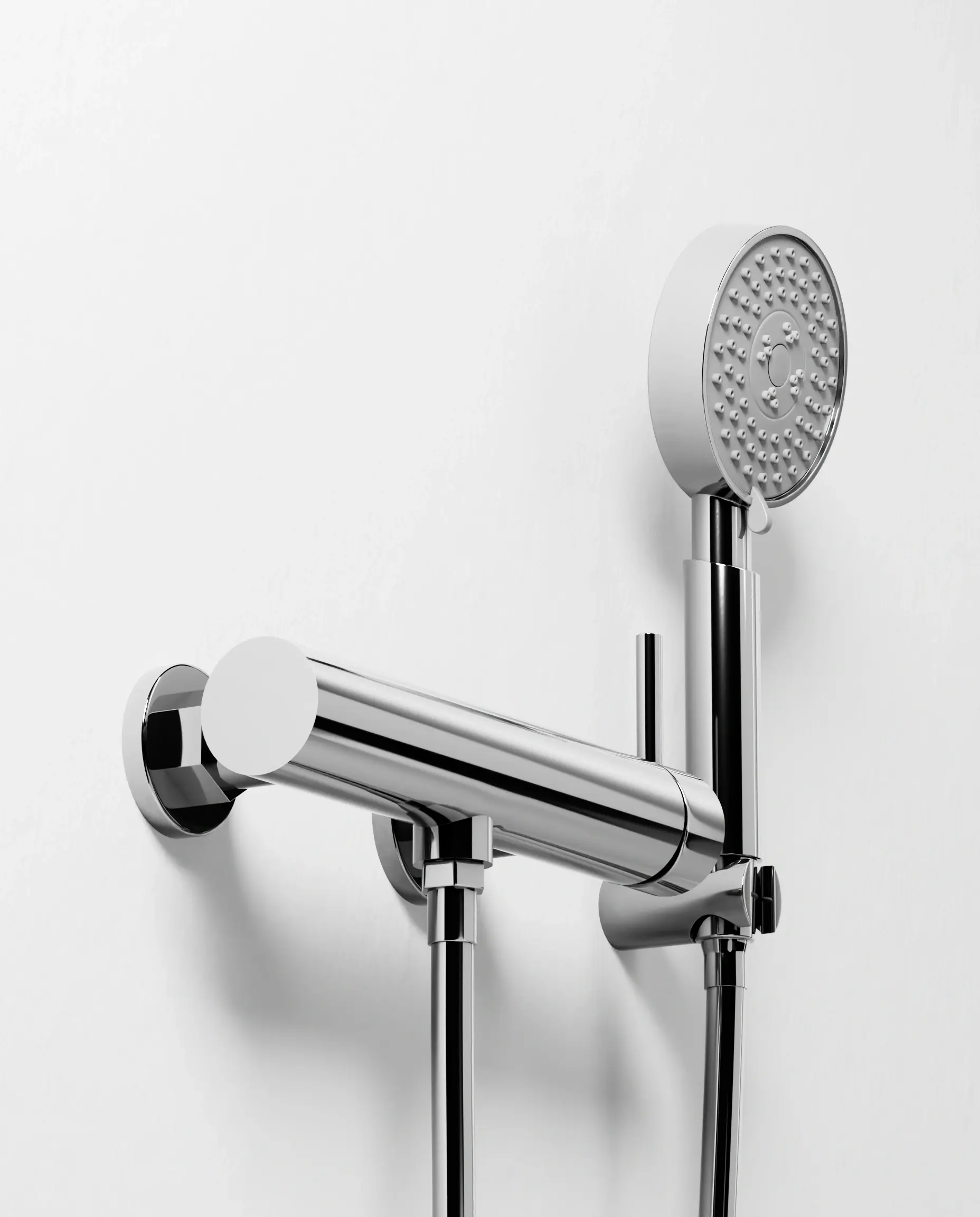 Mitigeur douche externe, crochet et douchette ronde, chrome, Châtelet 