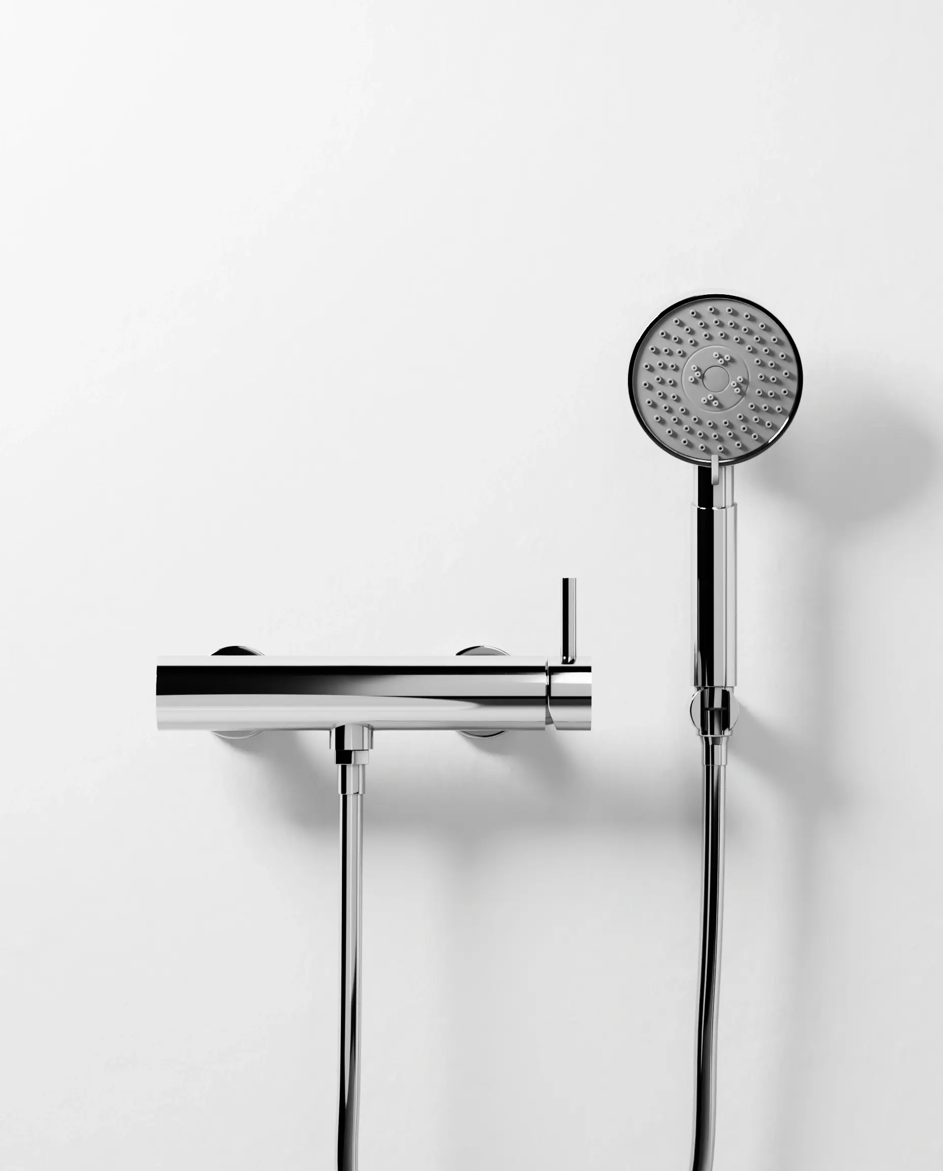 Mitigeur douche externe, crochet et douchette ronde, chrome, Châtelet 