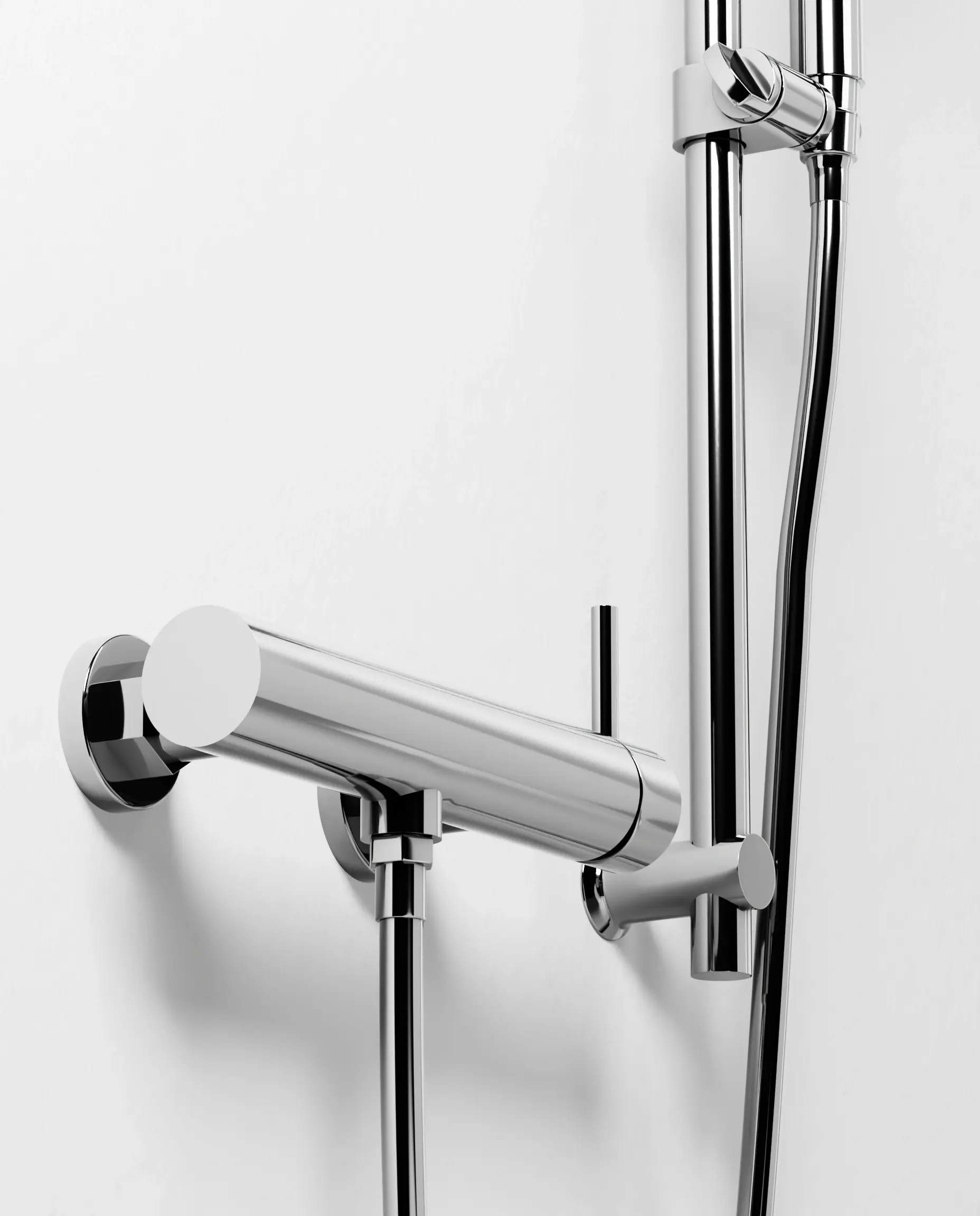 Mitigeur douche externe, barre et douchette ronde, chrome, Châtelet