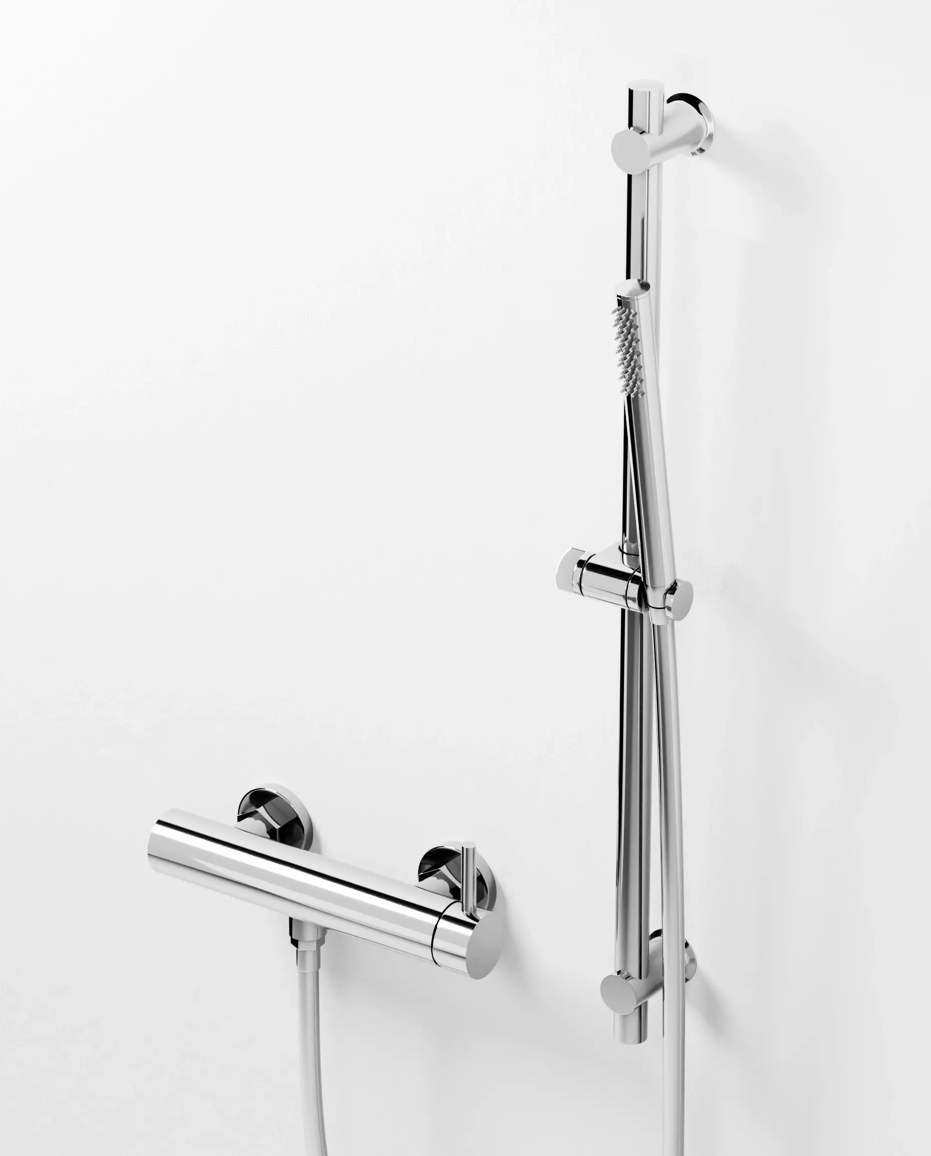 Mitigeur douche externe, barre et douchette tube, Chromé, Chatelet