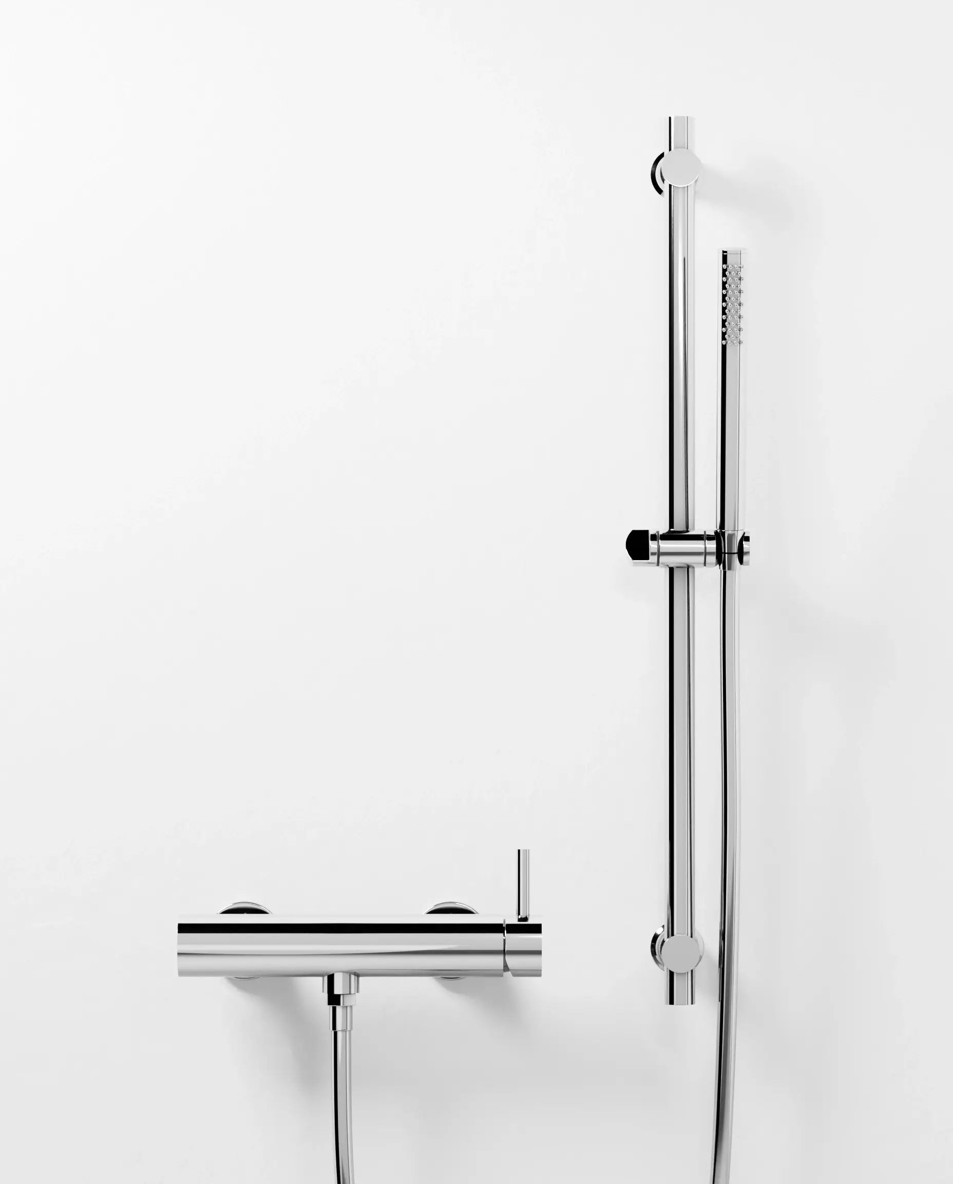 Mitigeur douche externe, barre et douchette tube, Chromé, Chatelet
