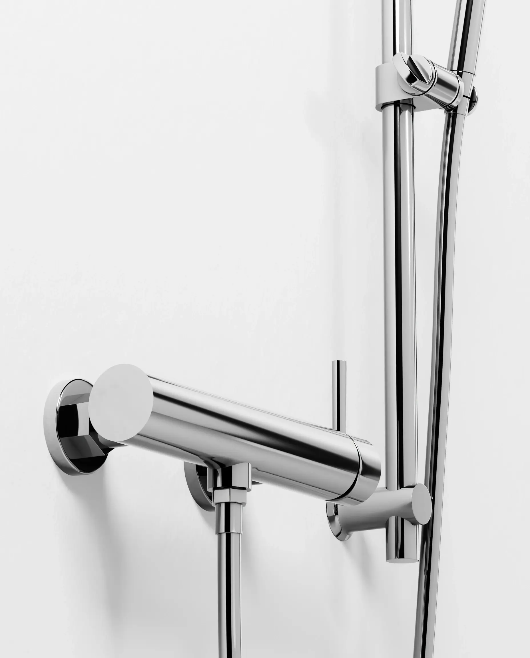 Mitigeur douche externe, barre et douchette tube, Chromé, Chatelet
