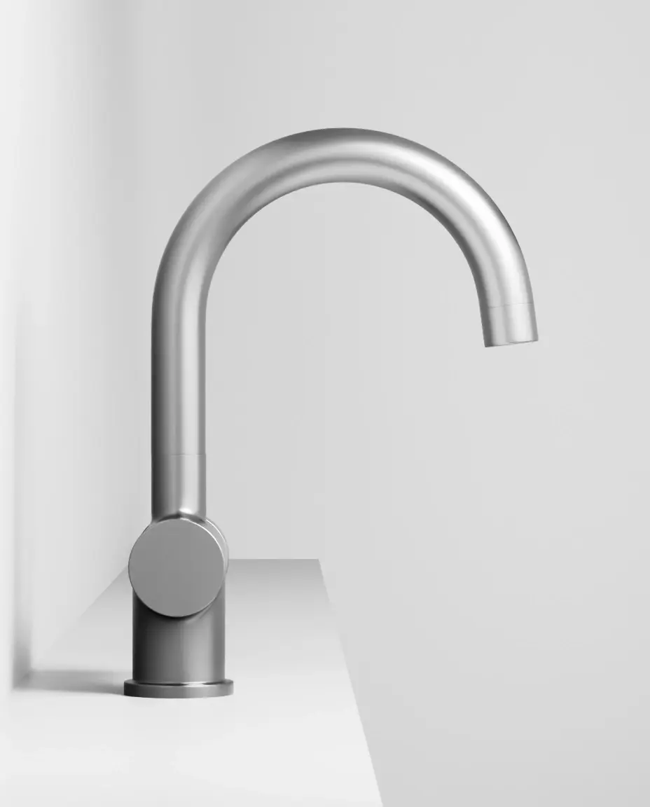 Robinet mitigeur lavabo col de cygne inox brossé, Châtelet