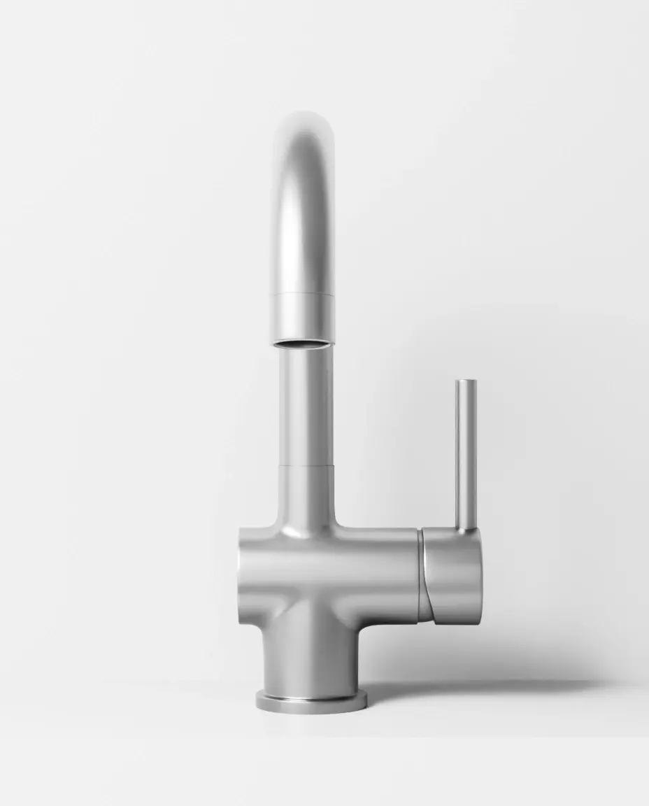 Robinet mitigeur lavabo col de cygne inox brossé, Châtelet