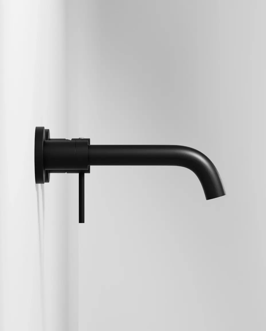 Robinet mitigeur lavabo mural encastré noir brossé, Châtelet 