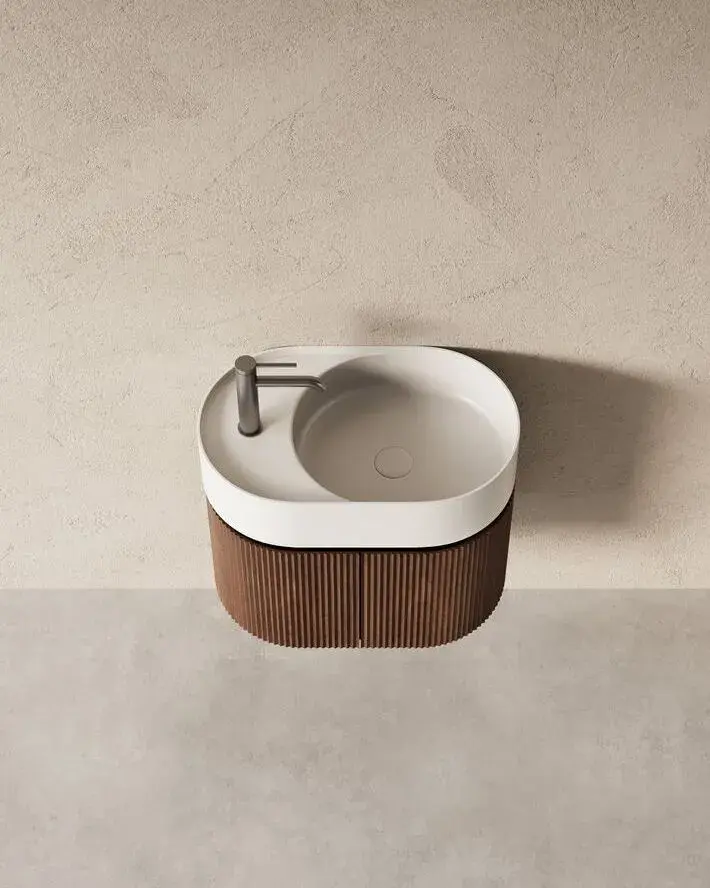 Meuble avec vasque 60x37, oblong, noyer, Omnia