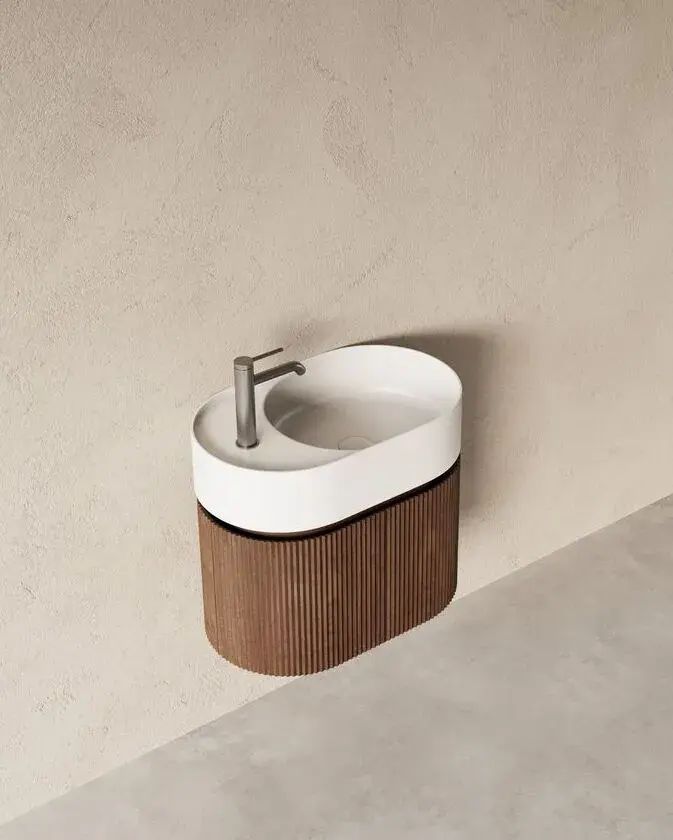 Meuble avec vasque 60x37, oblong, noyer, Omnia