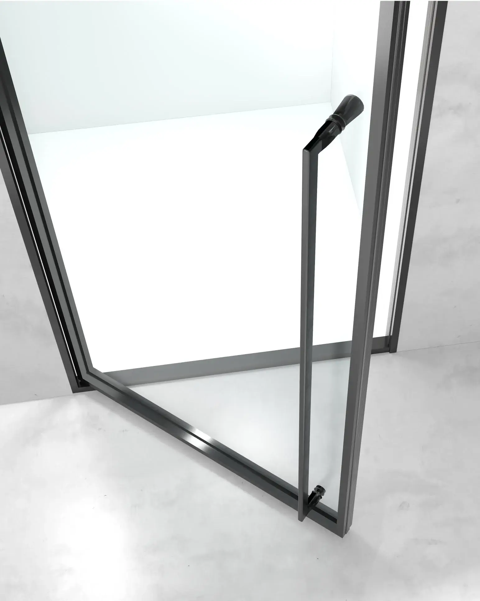 Porte de douche pivotante réversible de 58 à 92 cm, hauteur 220cm, noir mat, Venus 