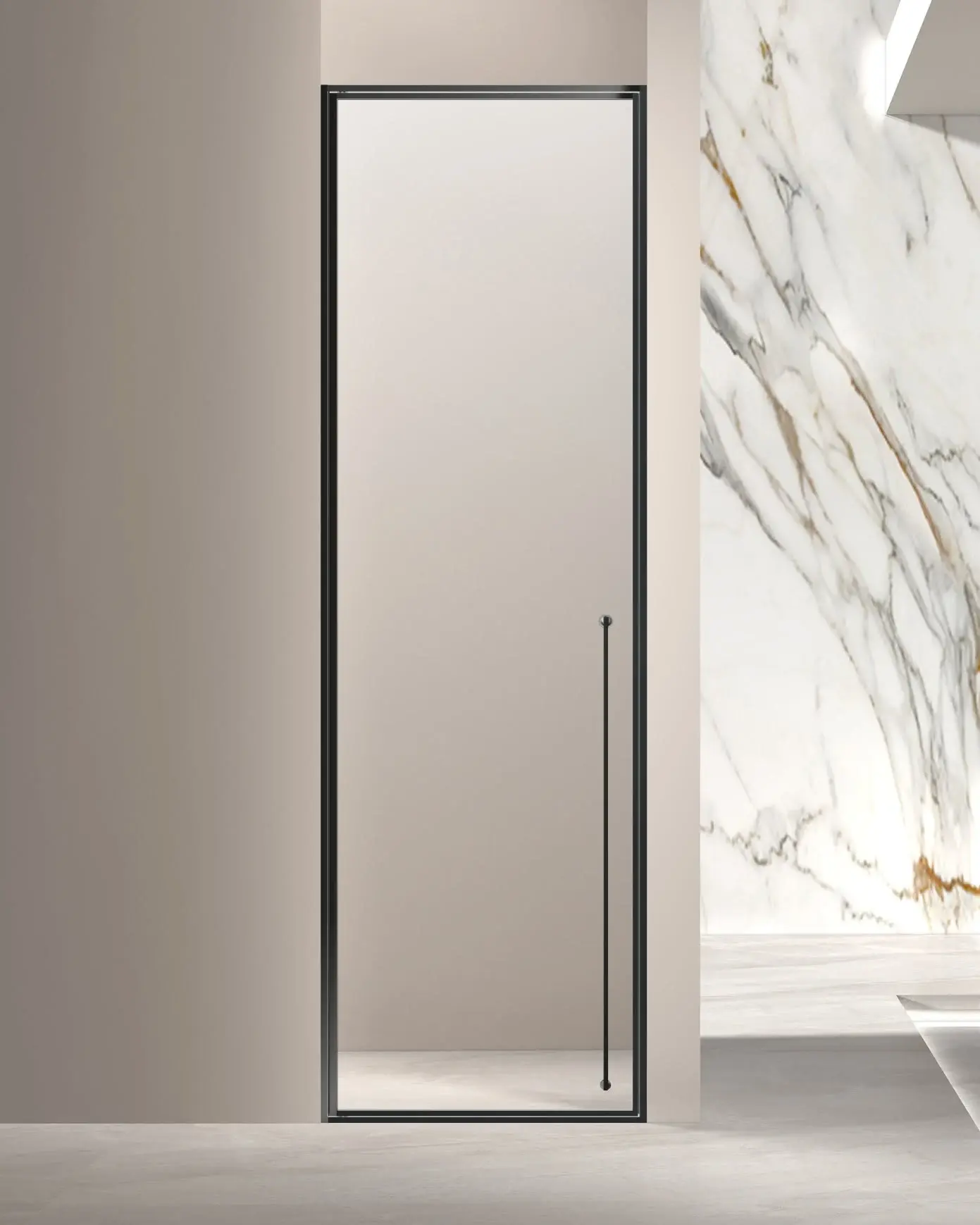 Porte de douche pivotante réversible Venus finition noir mat hauteur 220 cm