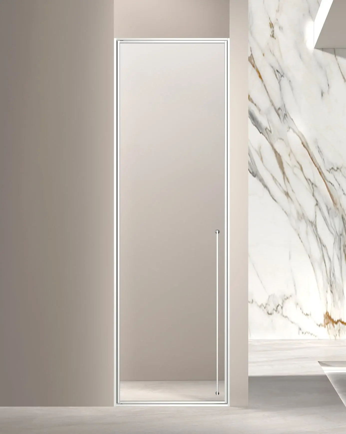 Porte de douche pivotante réversible Venus finition chrome brillant hauteur 220 cm