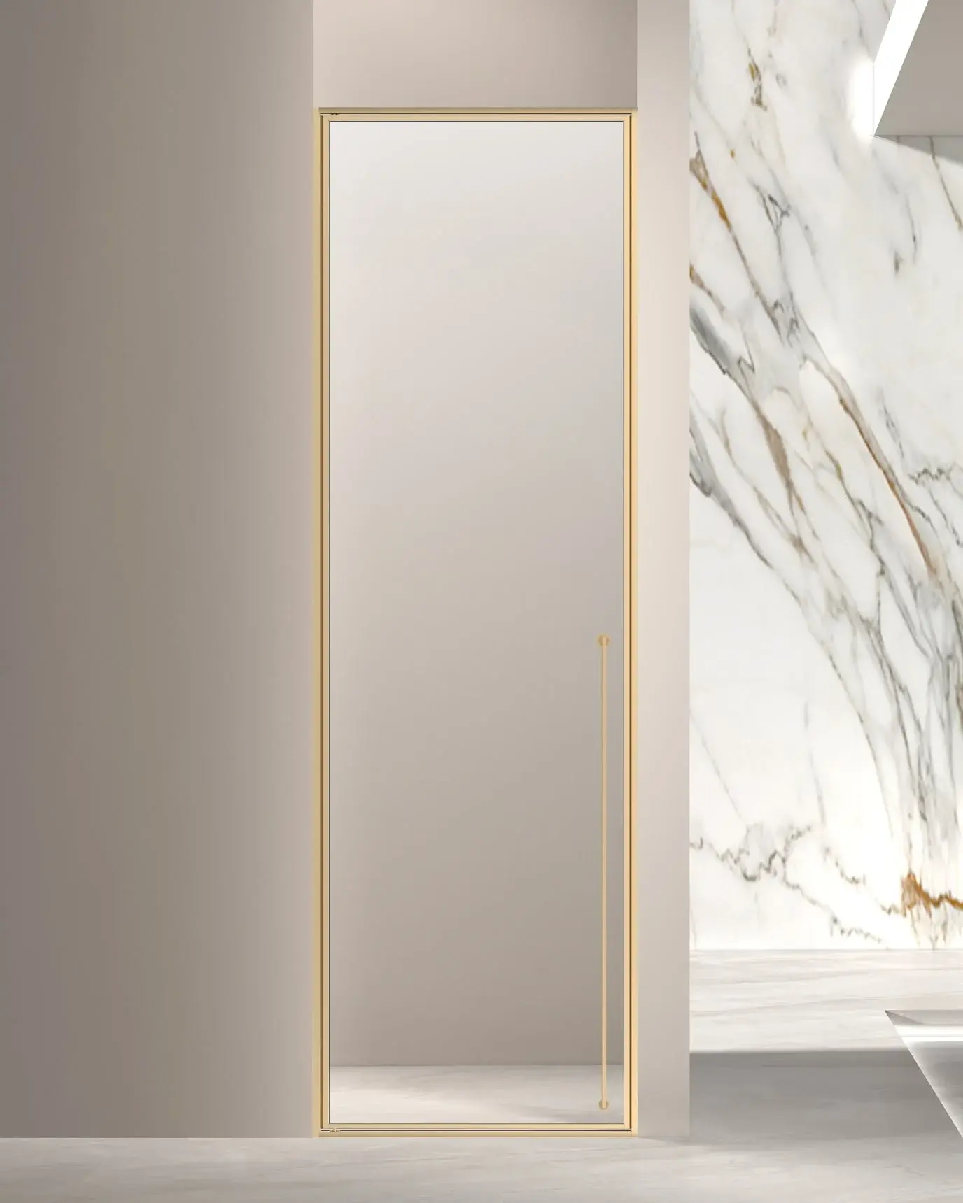 Porte de douche pivotante réversible Venus finition doré brossé hauteur 220 cm