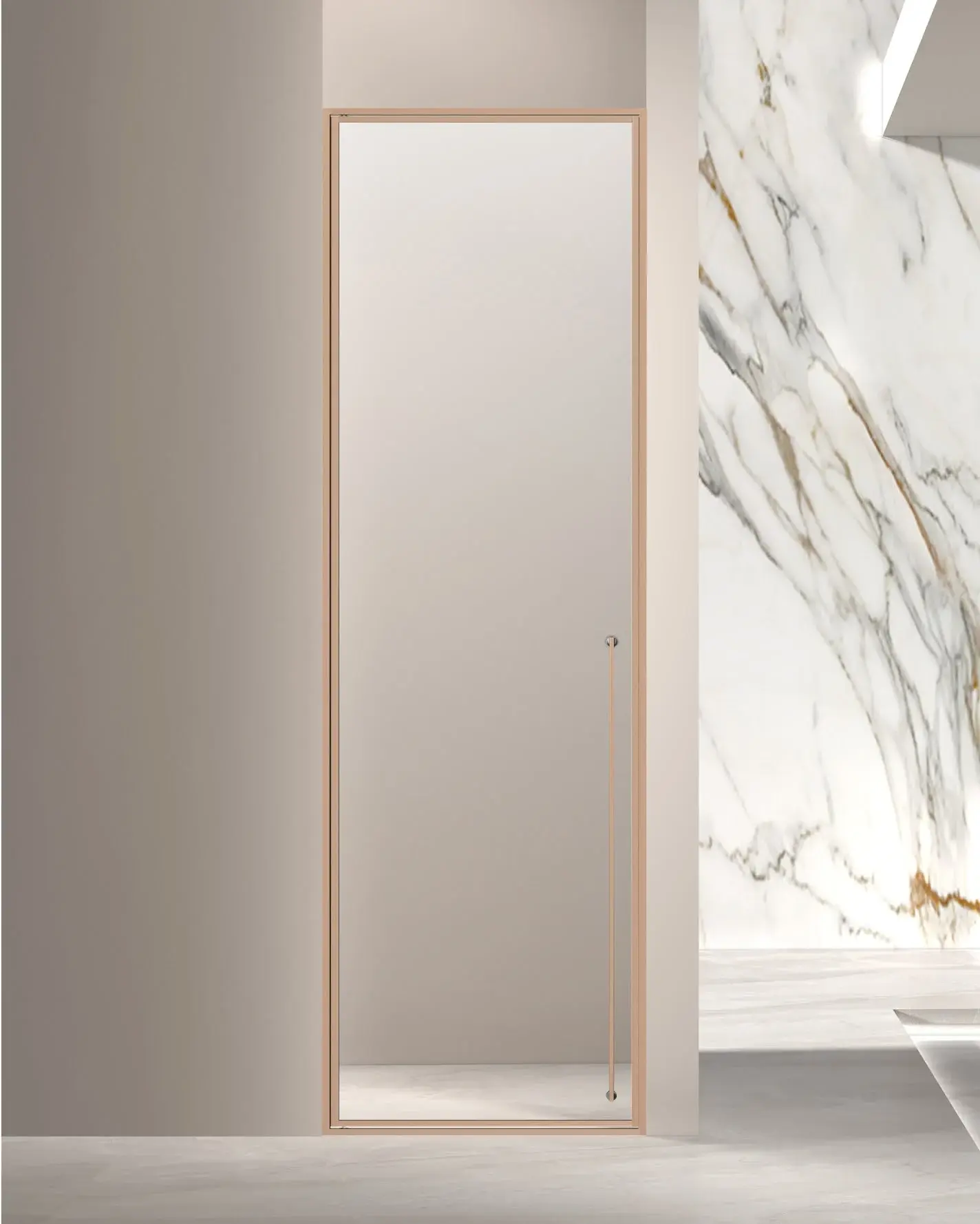 Porte de douche pivotante réversible Venus finition doré rose hauteur 220 cm