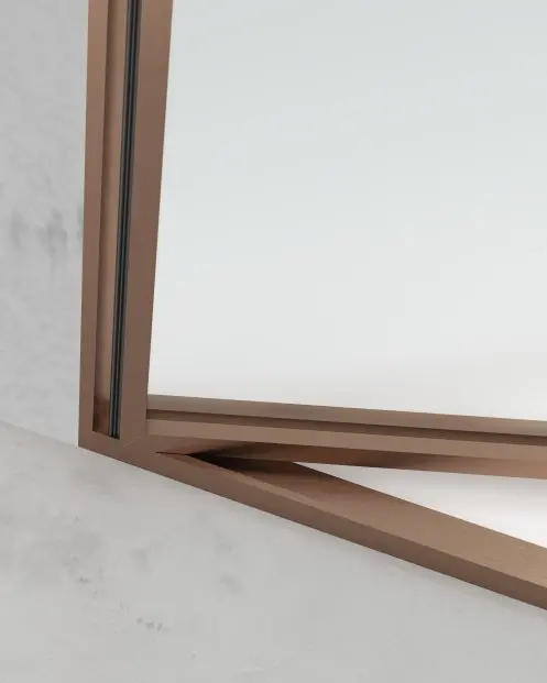 Porte de douche pivotante réversible de 58 à 92 cm, hauteur 220cm, doré rose brossé, Venus 