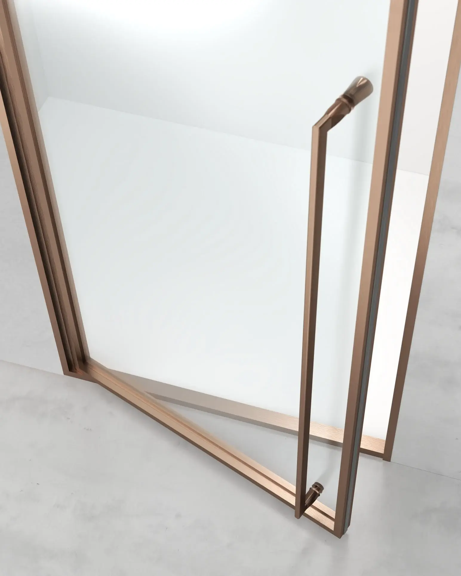 Porte de douche pivotante réversible de 58 à 92 cm, hauteur 220cm, doré rose brossé, Venus 