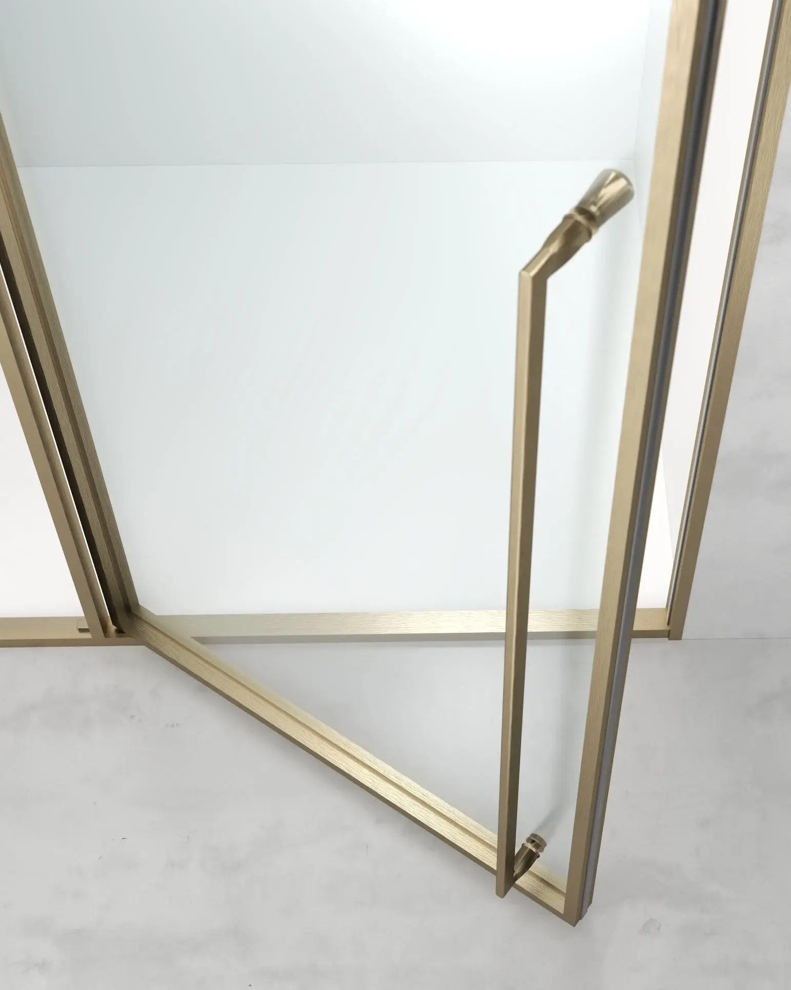 Porte de douche pivotante + fixe, réversible, de 98 à 142cm, hauteur 220cm, Doré brossé, Diane 