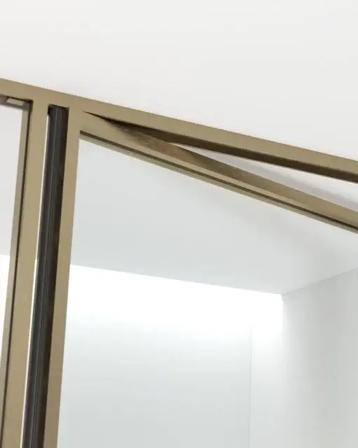 Porte de douche pivotante + fixe, réversible, de 98 à 142cm, hauteur 220cm, Doré brossé, Diane 