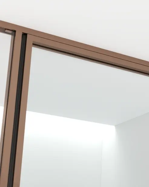 Porte de douche pivotante + fixe, réversible, de 98 à 142cm, hauteur 220cm, Doré rose, Diane 