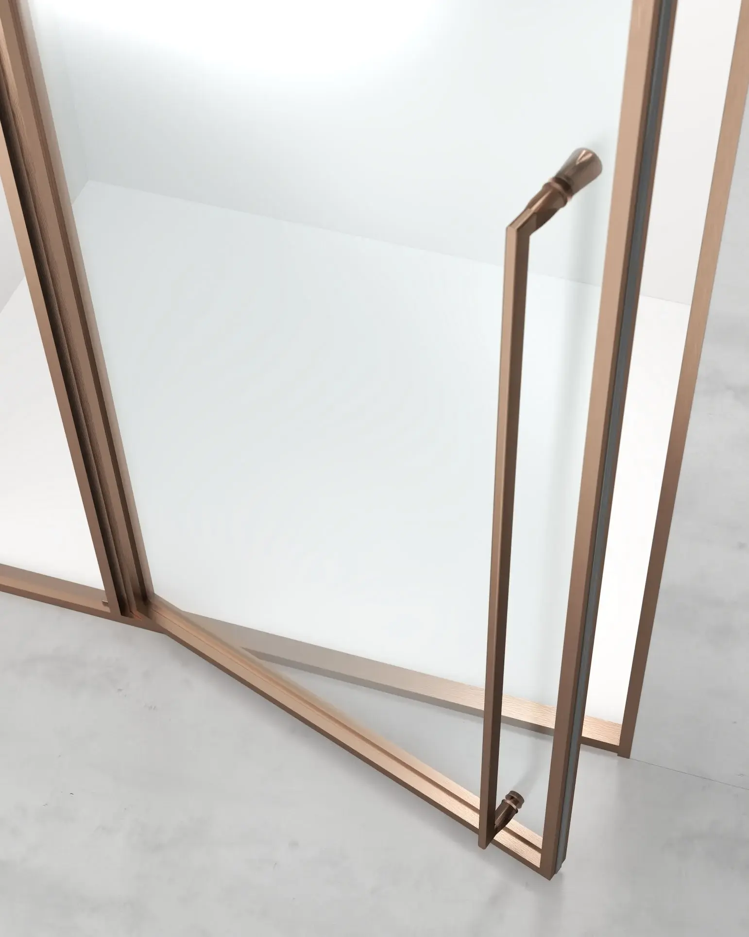 Porte de douche pivotante + fixe, réversible, de 98 à 142cm, hauteur 220cm, Doré rose, Diane 