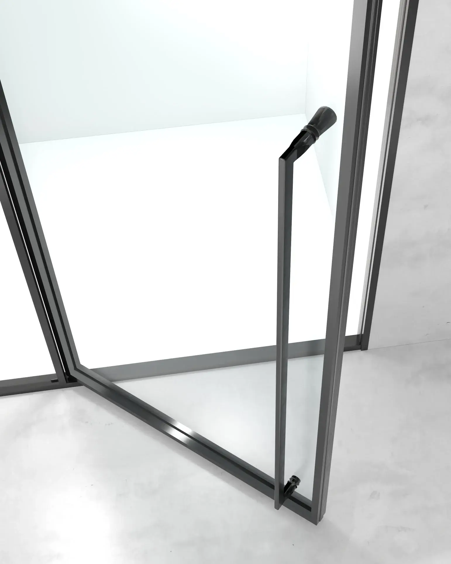 Porte de douche pivotante + fixe, réversible, de 98 à 142cm, hauteur 220cm, Noir mat, Diane 