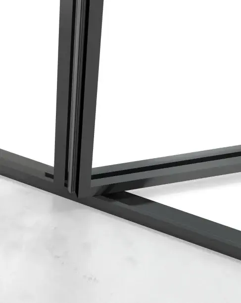 Porte de douche pivotante + fixe, réversible, de 98 à 142cm, hauteur 220cm, Noir mat, Diane 