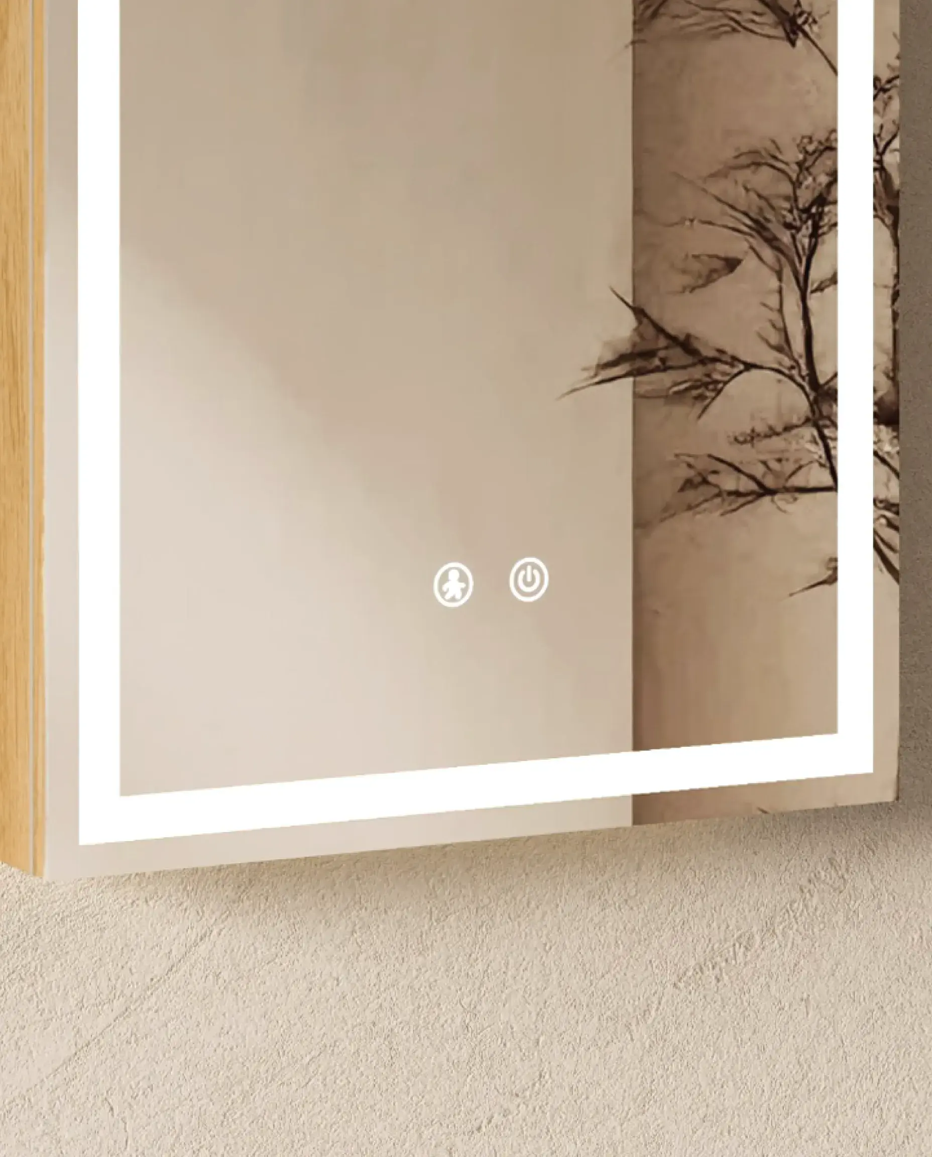 Armoire de toilette arche LED en chêne naturel 45x90 cm – Luna 