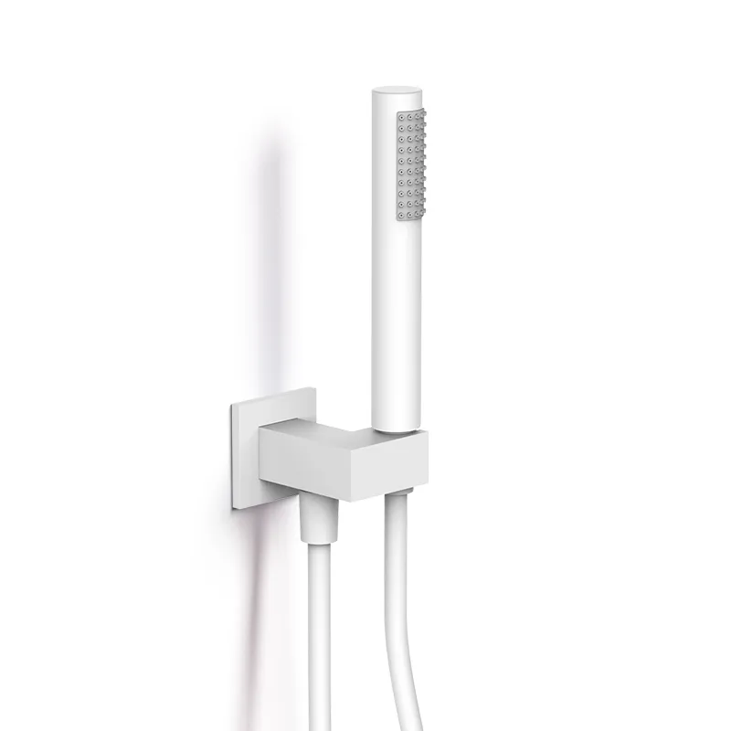 Set de douche blanc avec douchette, flexible et prise d'eau - Infinity.webp