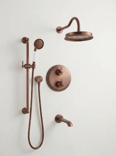 Composition mitigeur thermostatique bain douche 3 voies cuivré, Liberty.webp