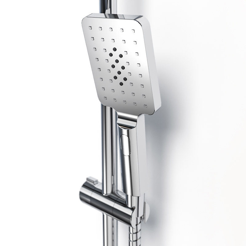 Alma, Mitigeur thermostatique bain-douche mural complet, noir mat chrome