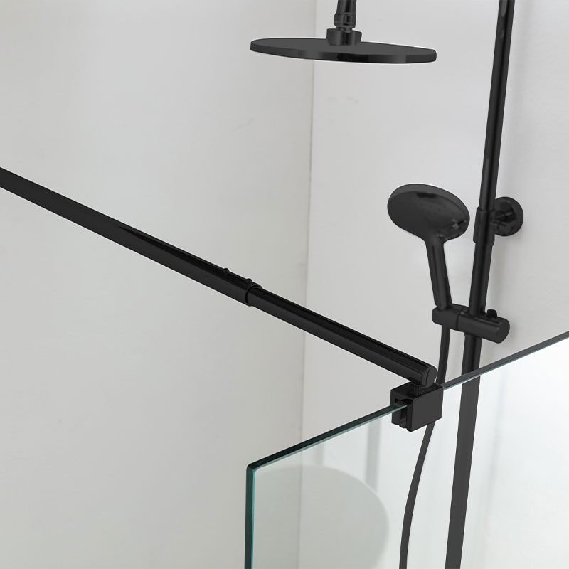 Paroi de douche fixe 60 à 160 cm, profilé noir mat, Altea Black