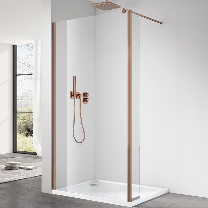Paroi fixe 60 à 160 cm + volet 30 cm, profilé doré rose brossé, Altea