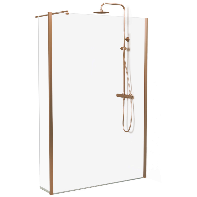 Paroi fixe 60 à 160 cm + volet 30 cm, profilé doré rose brossé, Altea