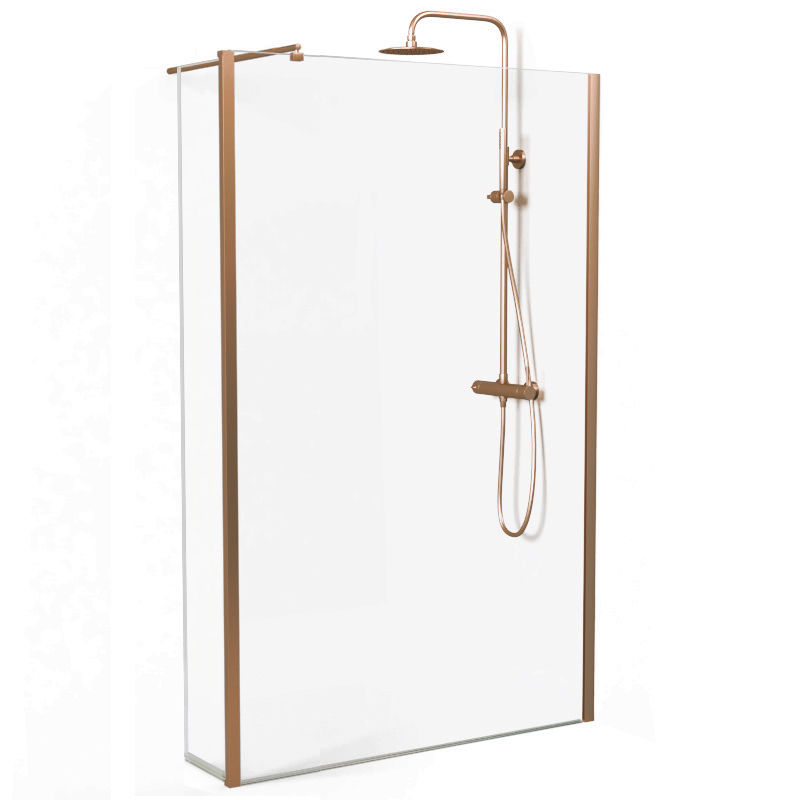 Paroi fixe 60 à 160 cm + volet 30 cm, profilé doré rose brossé, Altea