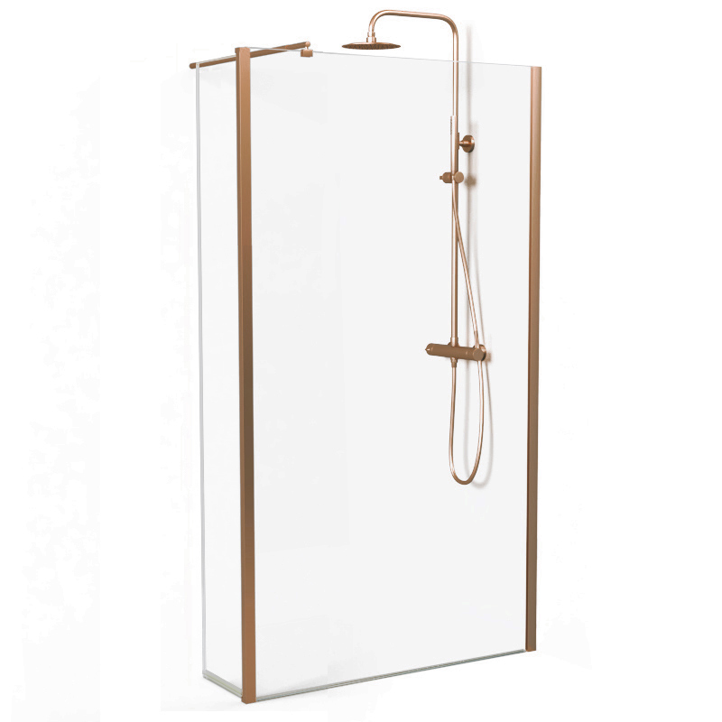 Paroi fixe 60 à 160 cm + volet 30 cm, profilé doré rose brossé, Altea