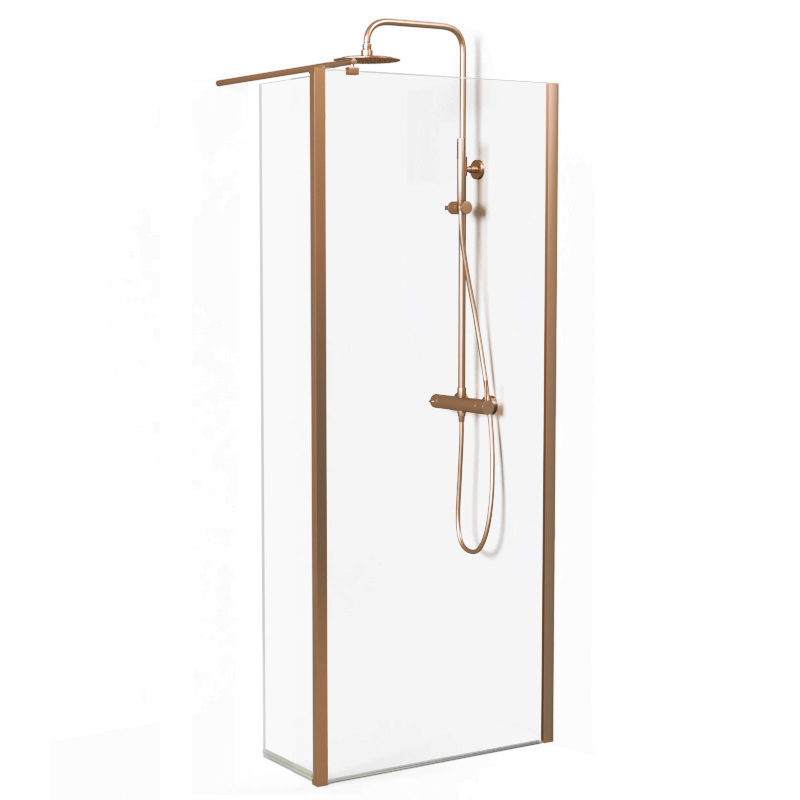 Paroi fixe 60 à 160 cm + volet 30 cm, profilé doré rose brossé, Altea