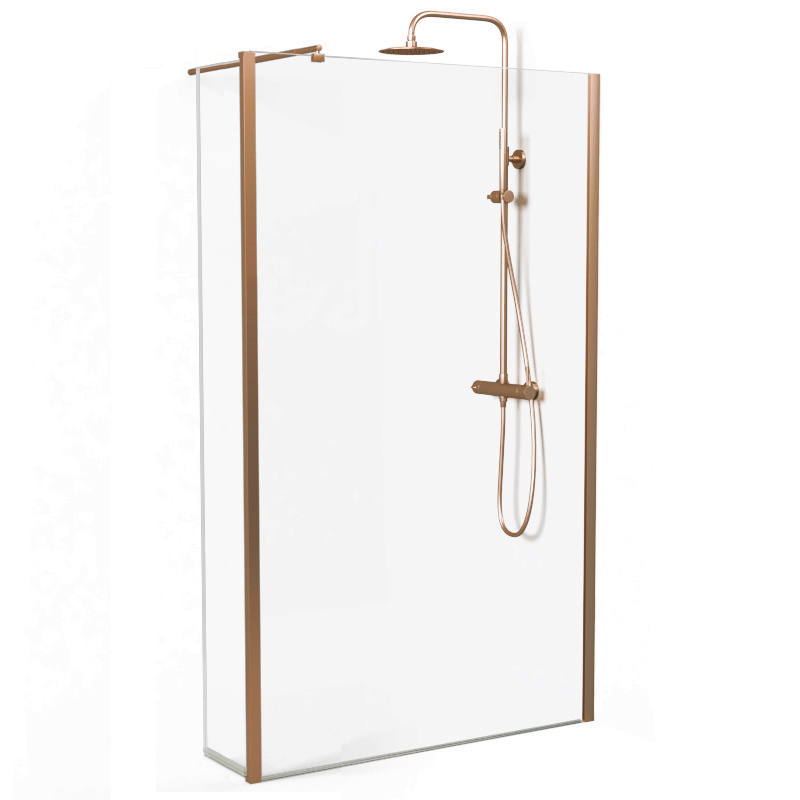 Paroi fixe 60 à 160 cm + volet 30 cm, profilé doré rose brossé, Altea