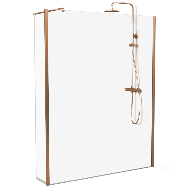 Paroi fixe 60 à 160 cm + volet 30 cm, profilé doré rose brossé, Altea