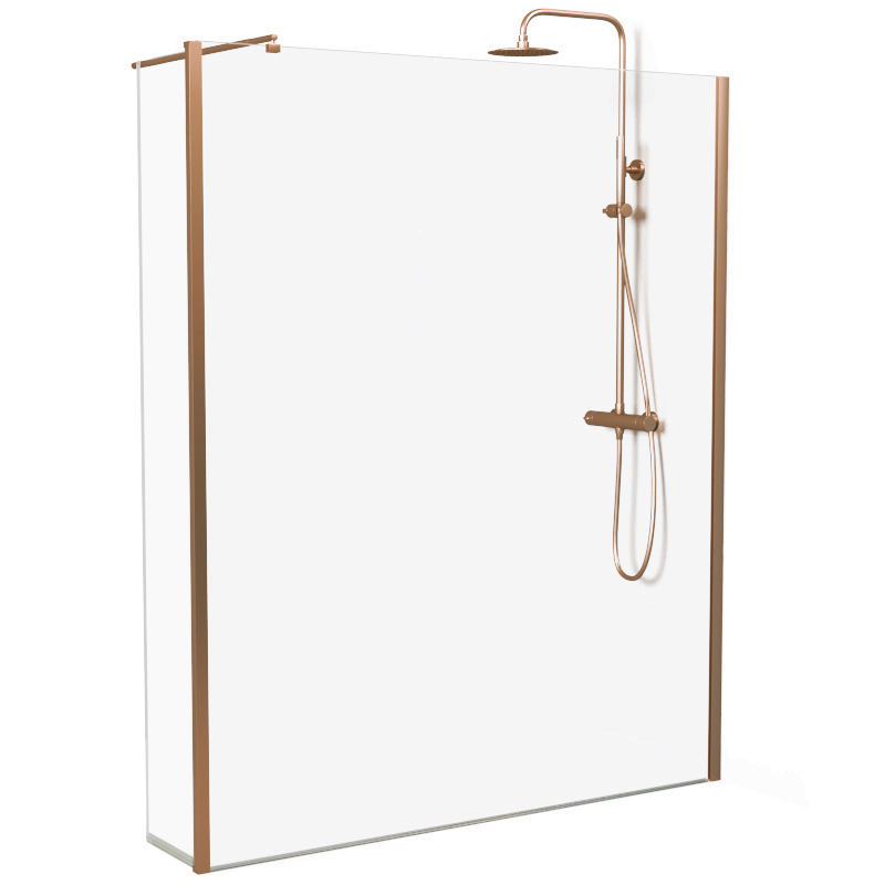 Paroi fixe 60 à 160 cm + volet 30 cm, profilé doré rose brossé, Altea